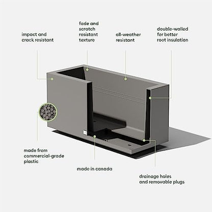 Veradek Block Series Long Box Planter - Rectangular Outdoor Planter - color: Gray, size: Small - 2 Pack