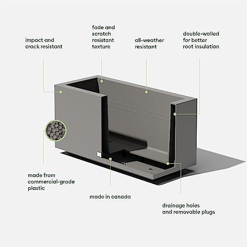 Veradek Block Series Long Box Planter - Rectangular Outdoor Planter - color: Gray, size: Small - 2 Pack