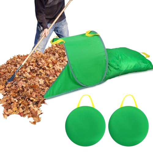 Leaf Collector with Extension Lawn Bags,Portable Pop Up Leaf Bag,Thickened Leafs Scoops,Reusable Yard Garden Bags for Leaves and Trash (2 Pack)