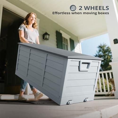 VINGLI 75 Gallon Collapsible Outdoor Storage Box, Grey - color: Grey