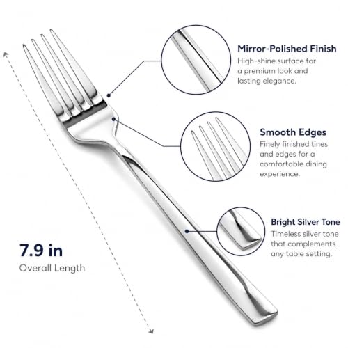 SANTUO 8-Piece Dinner Fork Set, Stainless Steel Forks, Mirror Polished Dishwasher Safe Table Forks for Home Kitchen Apartment Restaurant and Daily Meals - size: 7.9 Inches Dinner Fork 8pcs