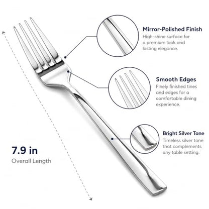 SANTUO 8-Piece Dinner Fork Set, Stainless Steel Forks, Mirror Polished Dishwasher Safe Table Forks for Home Kitchen Apartment Restaurant and Daily Meals - size: 7.9 Inches Dinner Fork 8pcs