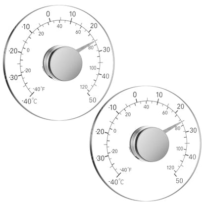 2 Pcs Outdoor Window Thermometer Stick on Dial No Battery 4.3in