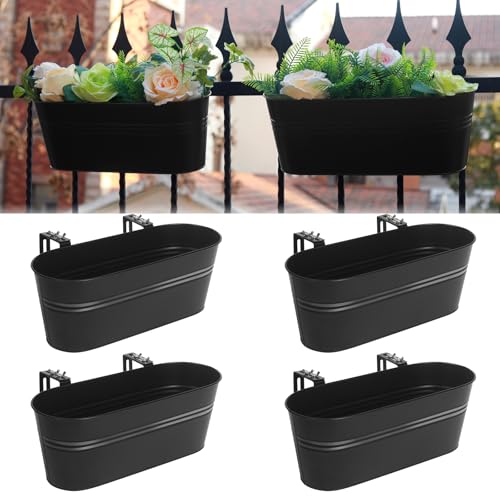 Railing Planter Box 16 Inch with Adjustable Brackets (4PCS)