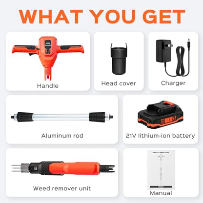 Weed Puller Tool, 21V Powerful Garden Tools Electric Weeder Tool, Orange - color: Orange