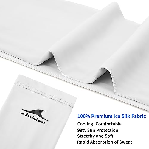 Achiou Volleyball Arm Sleeves for Women, Cooling Ice Silk Sun Sleeves Youth - color: 2 Pairs: White