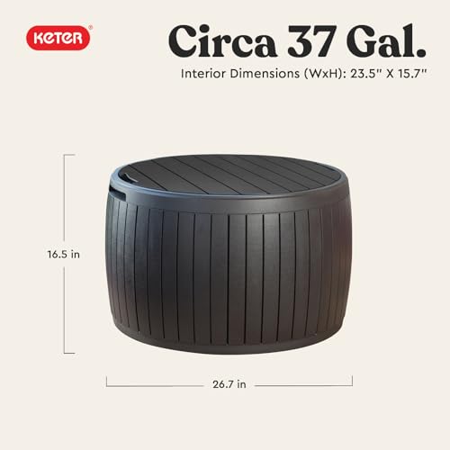 Keter Circa Outdoor Storage Deck Box, 37 Gallon, Brown - color: Brown