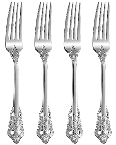 KEAWELL Luxury 4-Piece 18/10 Stainless Steel Dinner Fork Set (Silver) - color: Silver