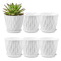 FaithLand 6-Pack 6-Inch Plastic Plant Pots with Saucers | Thickened PP Material, Modern Wave Texture, Enhanced Drainage for Indoor/Outdoor Garden Plants | White Value Set - color: White