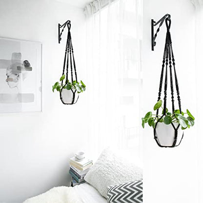 Mkono Macrame Plant Hanger Indoor 35 Inch Hanging Planter Basket Black 1Pc - color: Black