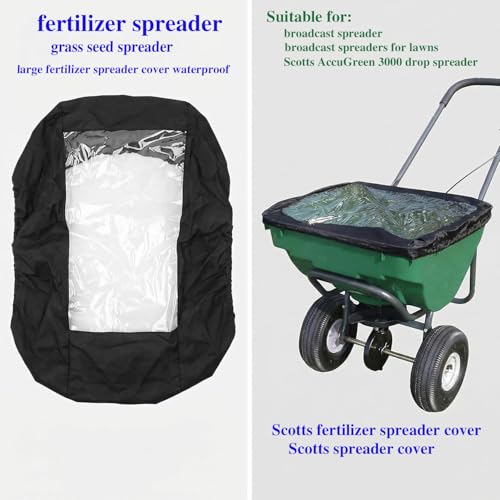 Spreader Cover with Clear Window, Waterproof Fertilizer Hopper Lid, Black