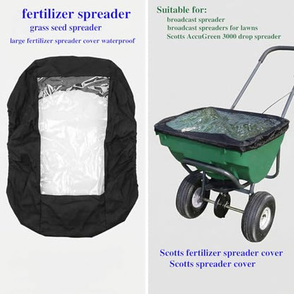 Spreader Cover with Clear Window, Waterproof Fertilizer Hopper Lid, Black