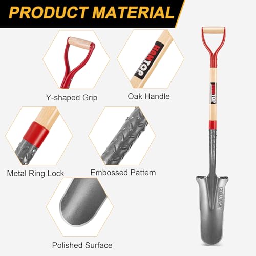 Drain Spade Digging Shovel with Wooden Handle - style: Garden