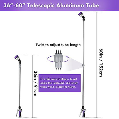 RESTMO Long Telescopic Watering Wand for Garden Hose, 36”-60” Garden Wand - color: Purple