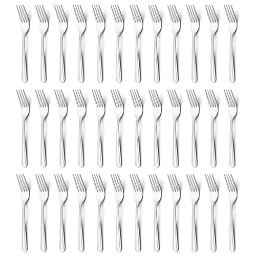 BEWOS 36-Piece Dinner Fork Set, 8.2-Inch Stainless Steel Silverware, Mirror Polished, Dishwasher Safe, For Home, Kitchen or Restaurant - size: 36 Pcs 8.2'' Dinner Fork