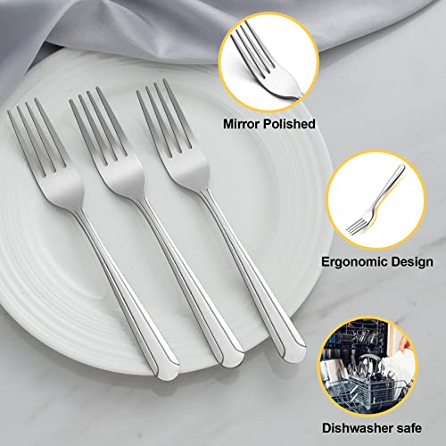 BEWOS 36-Piece Dinner Fork Set, 8.2-Inch Stainless Steel Silverware, Mirror Polished, Dishwasher Safe, For Home, Kitchen or Restaurant - size: 36 Pcs 8.2'' Dinner Fork