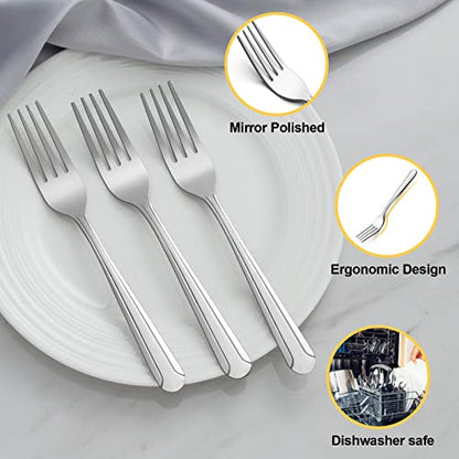 BEWOS 36-Piece Dinner Fork Set, 8.2-Inch Stainless Steel Silverware, Mirror Polished, Dishwasher Safe, For Home, Kitchen or Restaurant - size: 36 Pcs 8.2'' Dinner Fork