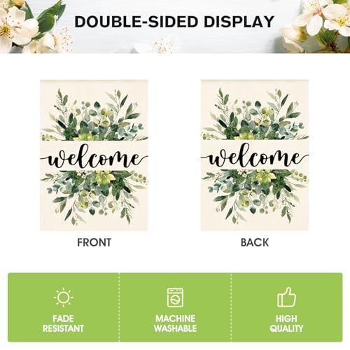 AVOIN colorlife Spring Summer Floral Welcome House Flag Outside 28x40 Inch - size: House Size-28 x 40"