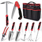 WisaKey 9 Piece Gardening Tools Heavy Duty Garden Tool Set with Handbag Red