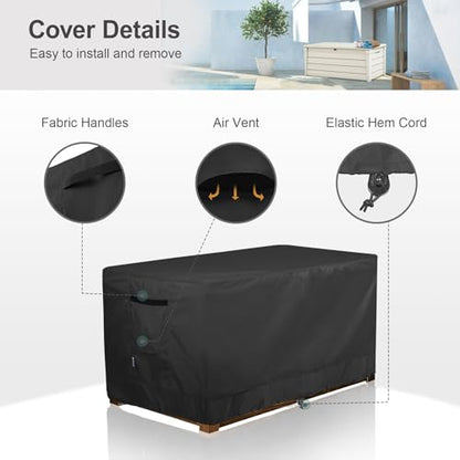 Patio Deck Box Cover Waterproof, 46L x 22W x 24H inch, Black - color: Black, size: 46"x22"x24"(H)