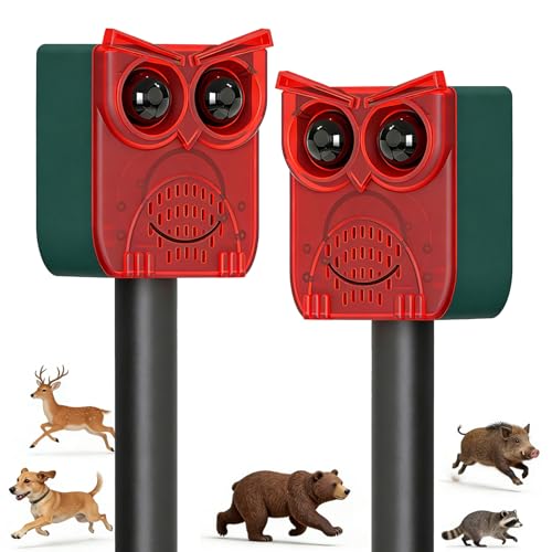 ChunHee Solar Motion Sensor Alarm Outdoor Dog Barking Alarm with 129dB Loud - color: Red-2pack