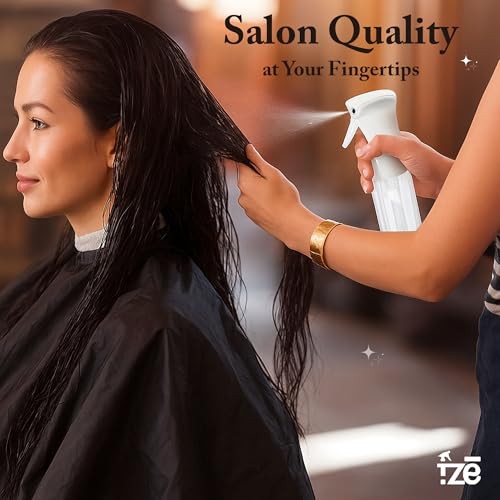 1 Pc Continuous Spray Bottle For Hair (10 Oz/300ml) | Ultra Fine Consistent Mist | Leak Resistant | Easy Press Design | No Clogging | Durable Spray Bottles For Hairstyling, Barber, Plants & Cleaning.