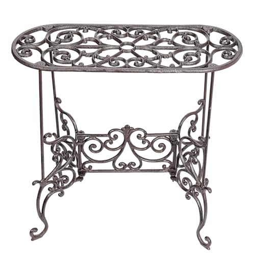 Sungmor Heavy Duty Cast Iron Potted Plant Stand Garden Table - 22.6IN. 1 Tier Metal Stands - Decorative & Vintage Style Indoor Outdoor Corner Shelf for Planters Vases Lanterns Ornaments Books and More - color: Rectangle Stand & 22.6Inch Tall