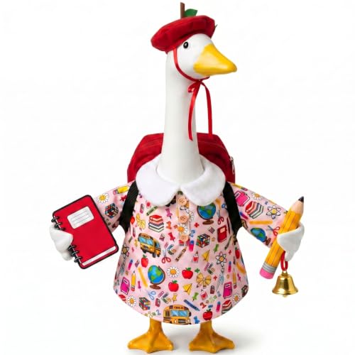 Back to School Porch Goose Outfits Fits 23" Yard Outdoor Patio Goose Statue - color: Back to School