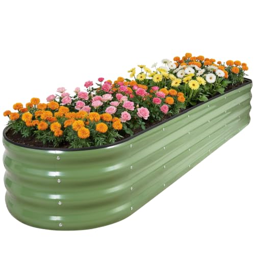 Galvanized Raised Garden Bed 1 Pack, 8x2x1ft Planter Box OliveGreen - color: Olivegreen, size: 8x2x1ft(1pcs)
