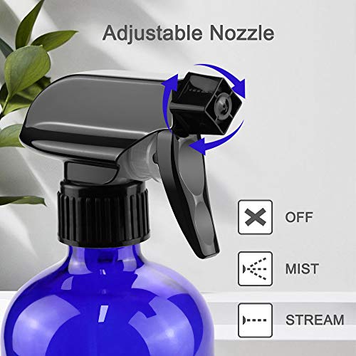 Glass Spray Bottles for Cleaning - 16 oz Refillable Spray Bottles for Hair - color: Blue