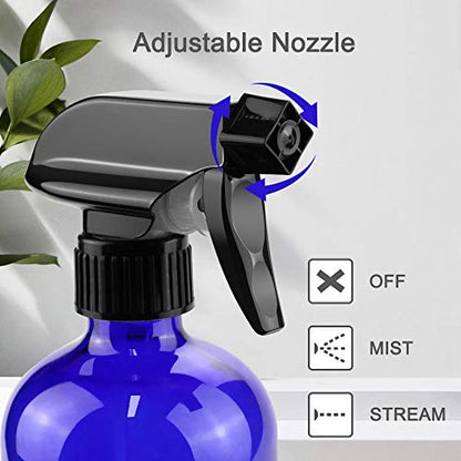 Glass Spray Bottles for Cleaning - 16 oz Refillable Spray Bottles for Hair - color: Blue