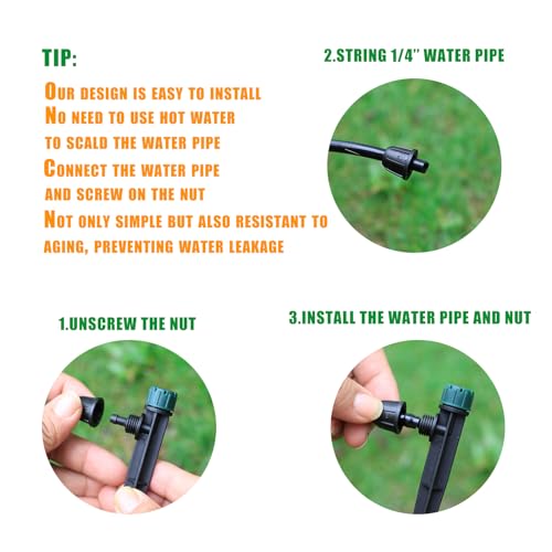 50PC Anti-Drop Drip Irrigation Emitters for 1/4" Drip Tubing - style: 50pcs-360 Degree Drip