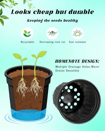 LWWTBS 1 Gallon Plastic Plant Nursery Pots 65Pcs Seedling