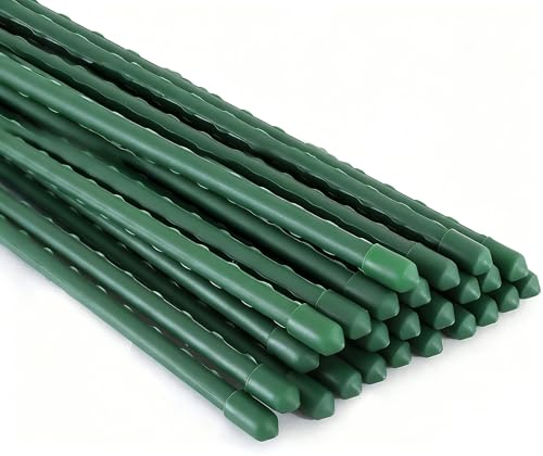 Xiny Tool Garden Stakes, 15 Pack 8 FT Steel Plant Garden Tomato Stakes with Plastic Coat for Climbing Plants (96 Inch) - size: 96 Inch