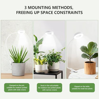 Grow Lights for Indoor Plants, Clip-On Plant Light, White, 2 Pack - color: White，2 pack