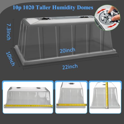 BTPLASTIK 10 Pack 1020 Humidity Domes, 7.3" Tall Clear Seed Tray Cover - color: Clear, size: 10-Pack 7.3" 1020 Domes