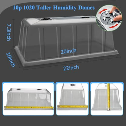 BTPLASTIK 10 Pack 1020 Humidity Domes, 7.3" Tall Clear Seed Tray Cover - color: Clear, size: 10-Pack 7.3" 1020 Domes
