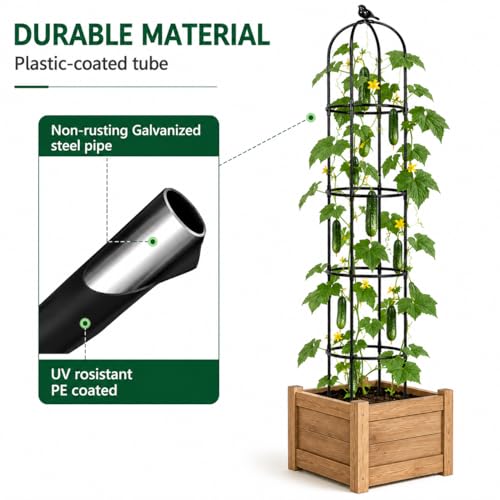 Garden Obelisk Trellis for Climbing Plants,6.3 ft, Black, 2PCS