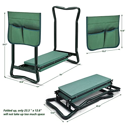 Garden Kneeler Seat Portable Garden Folding Seat EVA Foam Pad with Tool Bag Pouch