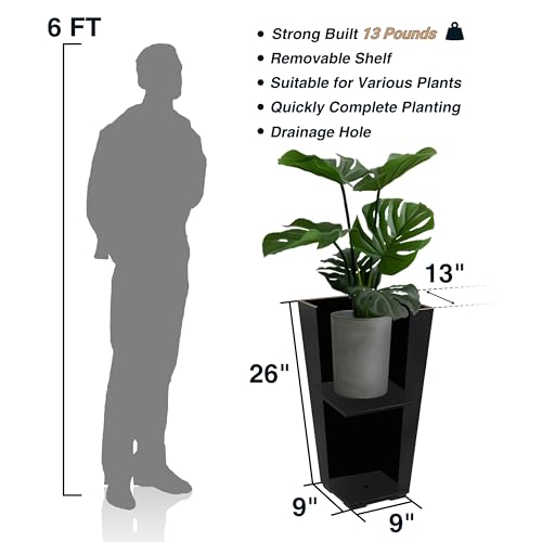 26" Heavy-duty Metallic Taper Planter Set of 2 for Outdoor Indoor Plants