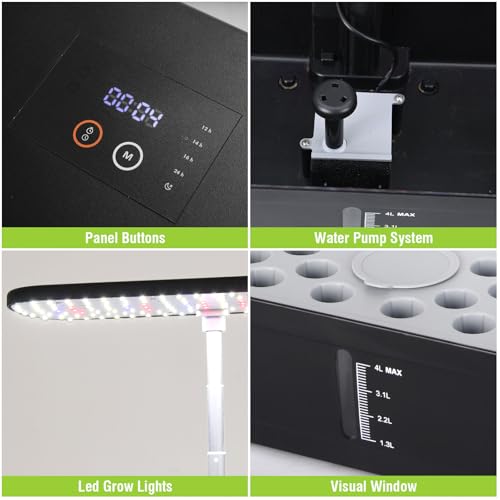 52 Pods Smart Hydroponics Growing System Indoor Herb Garden with Auto Timer - color: Black