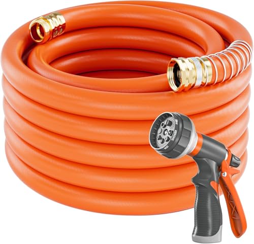 SPECILITE Garden Water Hose 75 ft x 3/4" for yard, Heavy Duty & Flexible - color: 3/4" Orange, size: 75FT
