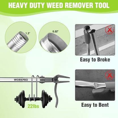 WORKPRO Weed Puller Tool with Long Adjustable Handle (33", 46")