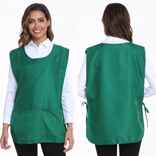 Xeoxarel Unisex Cobbler Apron with 3 Deep Pockets, Smock Vest Apron - color: 7 Pack - Green