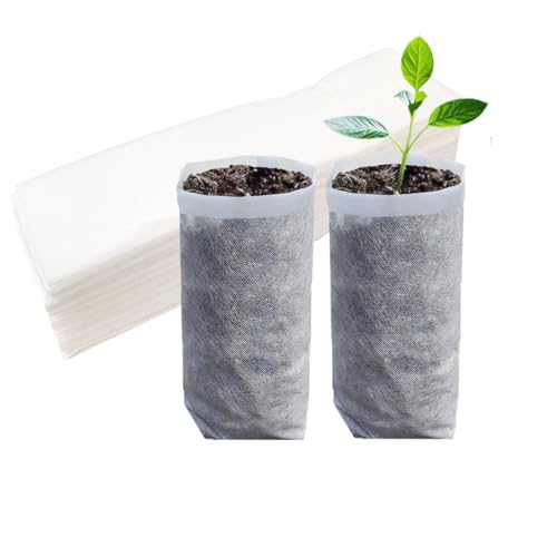 Belit 50 Pcs 10.2" H Deep Nursery Grow Bags, Non-Woven Plants Pots Container for Starting Rooted Plants Vegetable, Flower, Seedling Tree - color: White, size: 50 Pcs 7.5"x10.2"