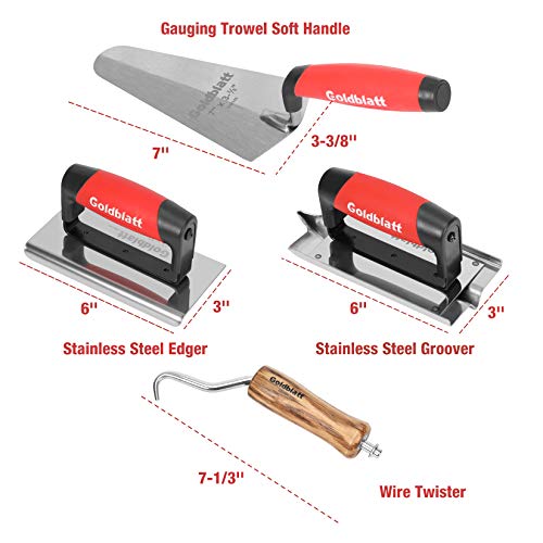 Goldblatt 8 Pieces Concrete Tools, Masonry Tool Kit for Cement Finishing
