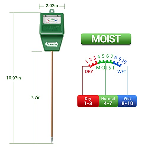 Dr.meter 2 Packs Soil Moisture Meter Tester for Plants Indoor & Outdoor Use - size: 11 Inch