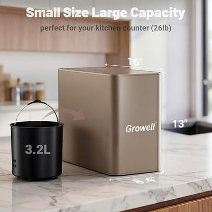 3.2L Electric Kitchen Composter, Smart Odorless, Auto-Cleaning, Low Noise - color: Gray