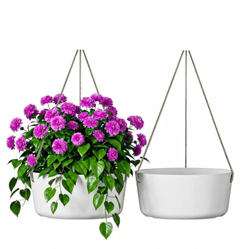 Asnext 2 Pack 10.7 Inch Hanging Planter for Indoor Plants, White - color: White