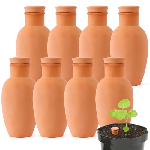 8pcs Ollas Self Watering Terracotta Planter Terra Cotta Clay Watering Spikes for Indoor Outdoor Plants - Large Reservoir Bulbs - style: I